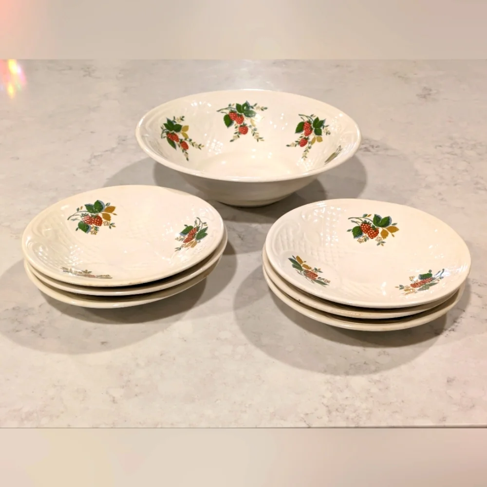 European Vintage Strawberry Pattern Round Bowl 9